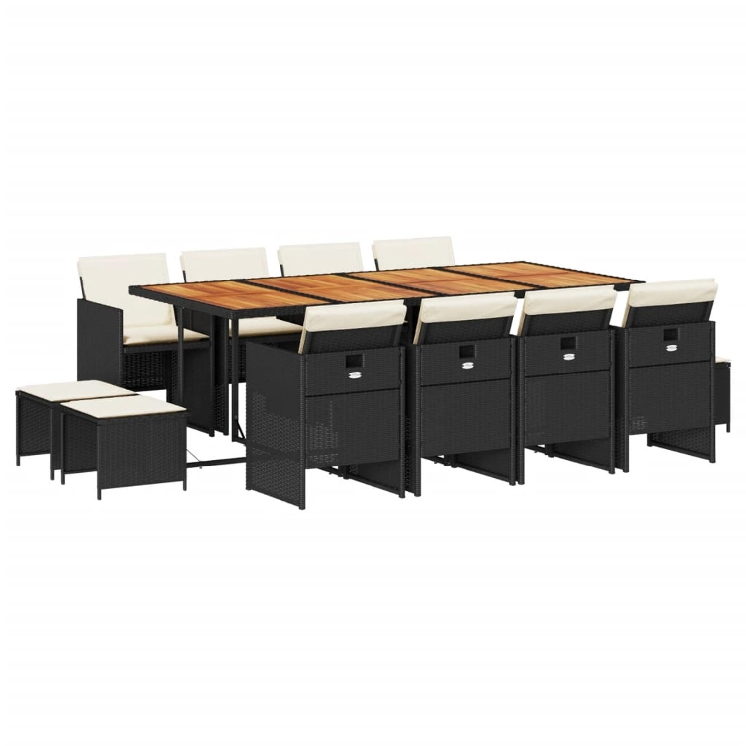 vidaXL 13-tlg Garten-Essgruppe mit Kissen Schwarz Poly Rattan Modell 16 vidaXL 13-tlg Garten-Essgruppe mit Kissen Schwarz Poly Rattan Modell 16 von VIDAXL