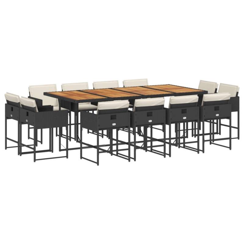 vidaXL 13-tlg Garten-Essgruppe mit Kissen Schwarz Poly Rattan Modell 20 von VIDAXL