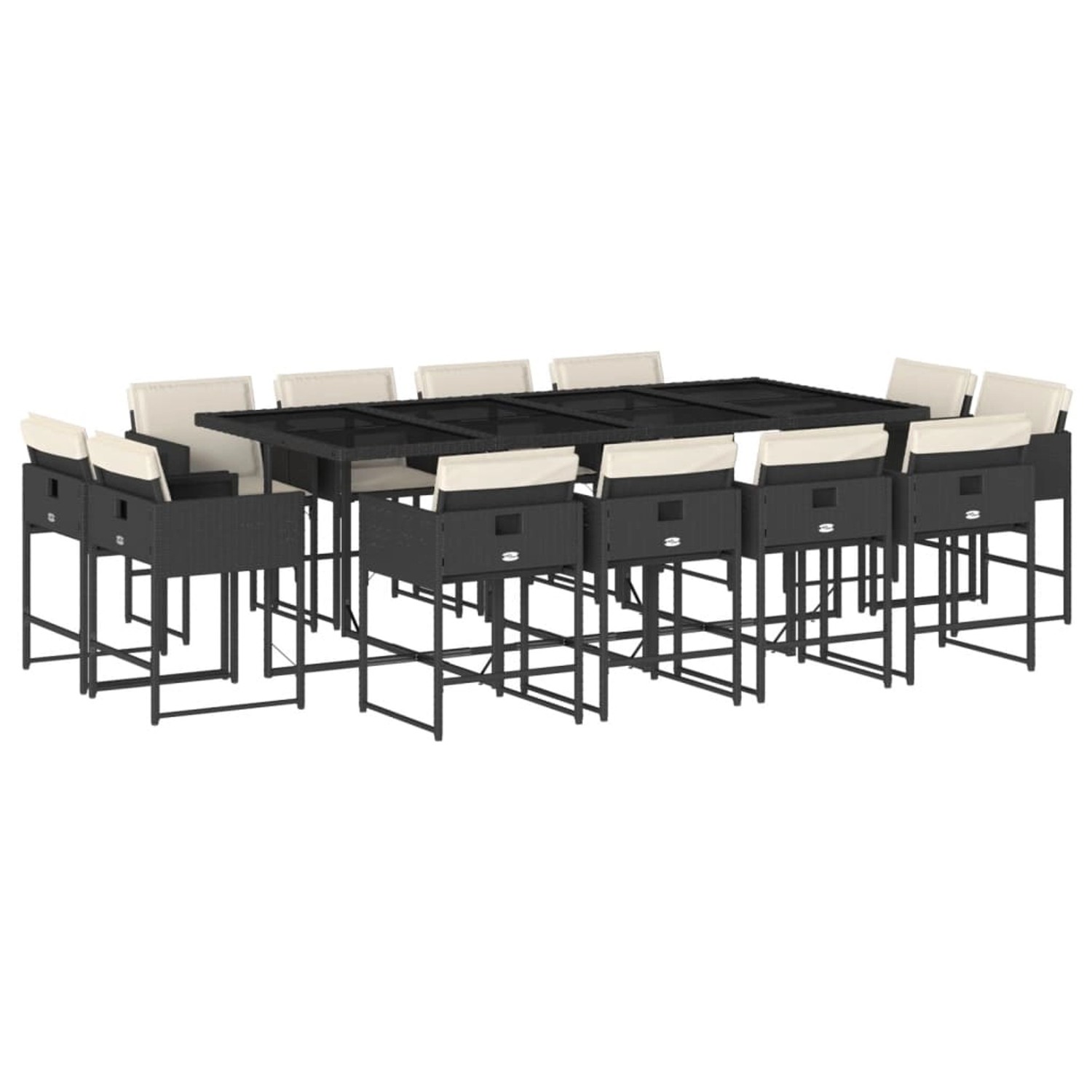 vidaXL 13-tlg Garten-Essgruppe mit Kissen Schwarz Poly Rattan Modell 22 vidaXL 13-tlg Garten-Essgruppe mit Kissen Schwarz Poly Rattan Modell 22 von VIDAXL