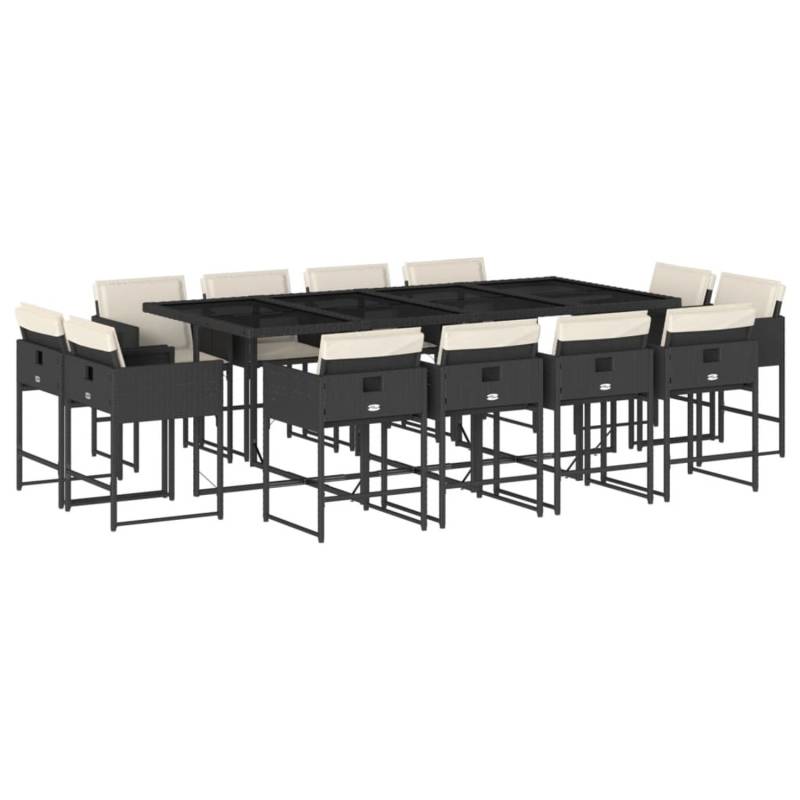 vidaXL 13-tlg Garten-Essgruppe mit Kissen Schwarz Poly Rattan Modell 22 von VIDAXL