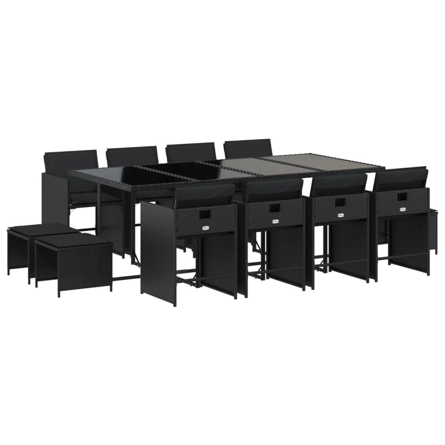 vidaXL 13-tlg Garten-Essgruppe mit Kissen Schwarz Poly Rattan Modell 23 vidaXL 13-tlg Garten-Essgruppe mit Kissen Schwarz Poly Rattan Modell 23 von VIDAXL