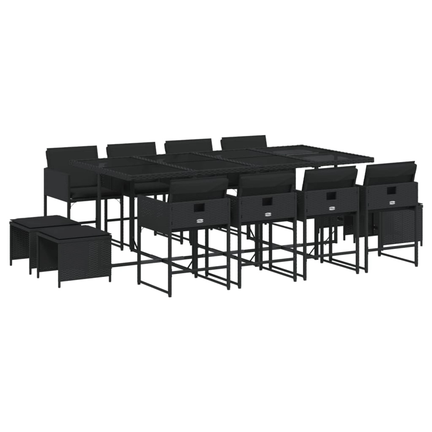 vidaXL 13-tlg Garten-Essgruppe mit Kissen Schwarz Poly Rattan Modell 25 vidaXL 13-tlg Garten-Essgruppe mit Kissen Schwarz Poly Rattan Modell 25 von VIDAXL