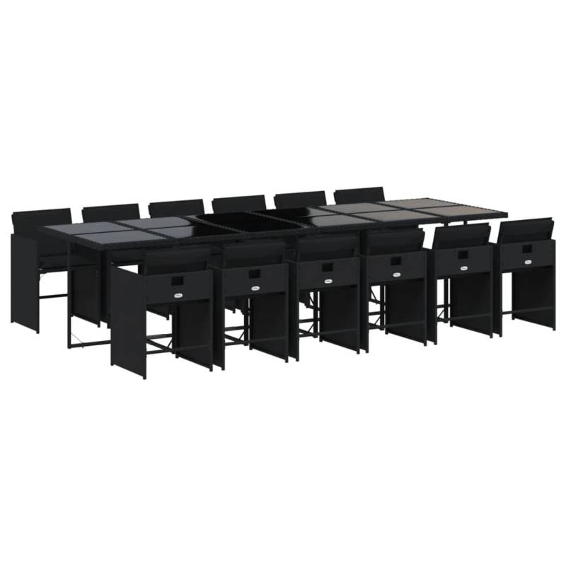 vidaXL 13-tlg Garten-Essgruppe mit Kissen Schwarz Poly Rattan Modell 35 von VIDAXL
