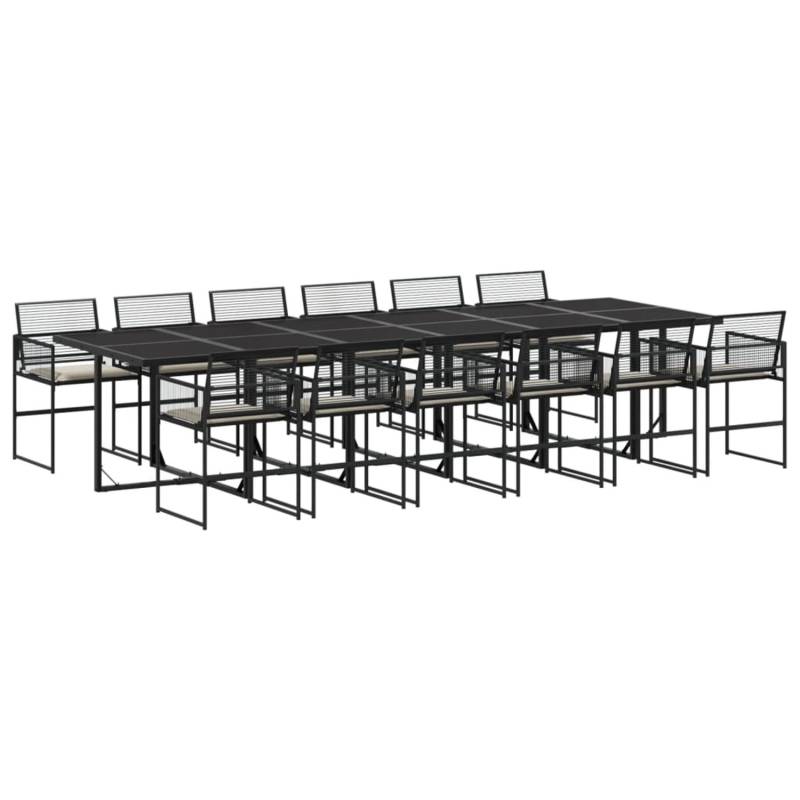vidaXL 13-tlg Garten-Essgruppe mit Kissen Schwarz Poly Rattan Modell 38 von VIDAXL
