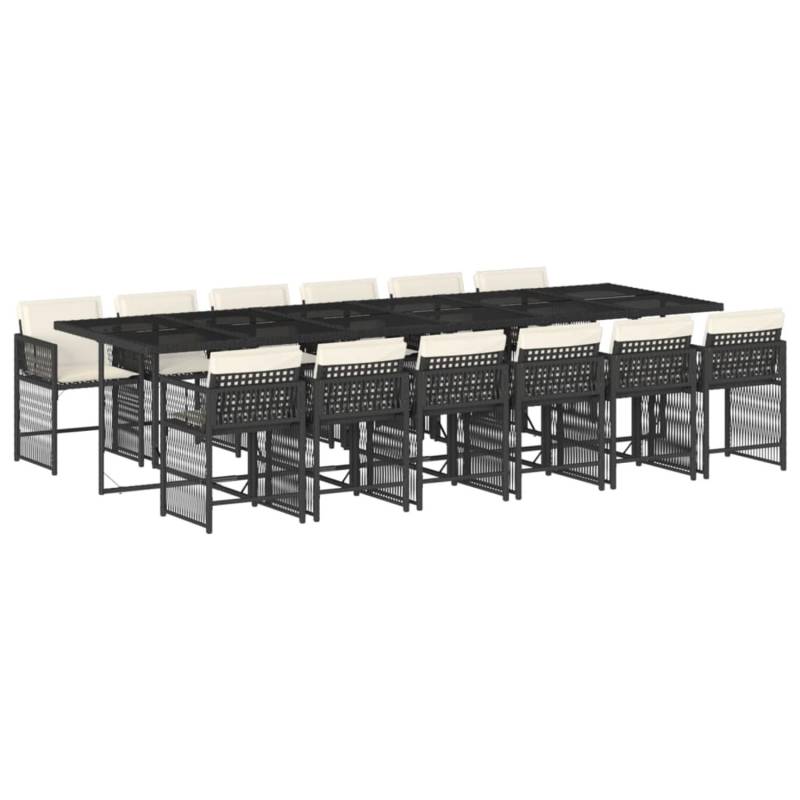 vidaXL 13-tlg Garten-Essgruppe mit Kissen Schwarz Poly Rattan Modell 4 von VIDAXL