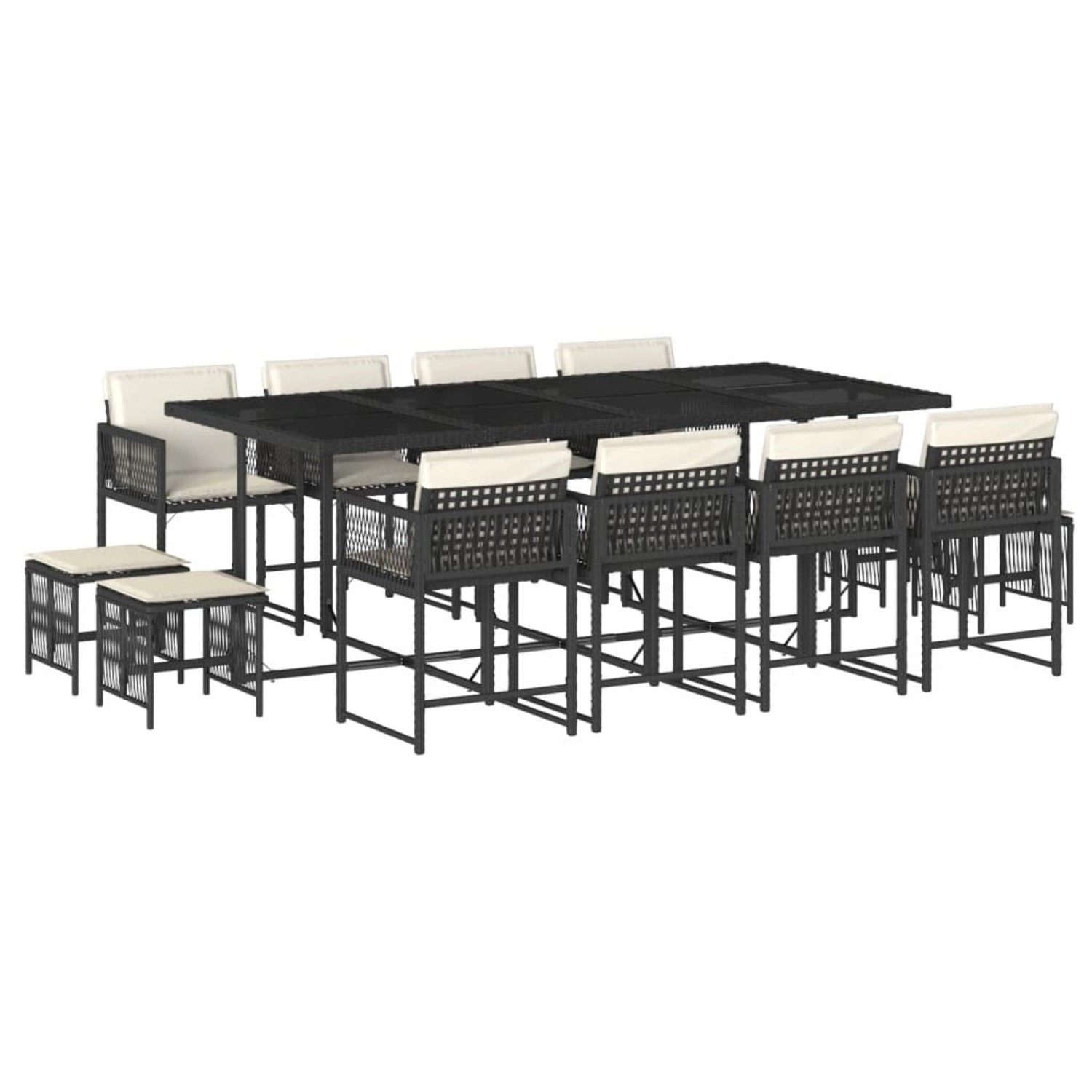 vidaXL 13-tlg Garten-Essgruppe mit Kissen Schwarz Poly Rattan Modell 48 vidaXL 13-tlg Garten-Essgruppe mit Kissen Schwarz Poly Rattan Modell 48 von VIDAXL