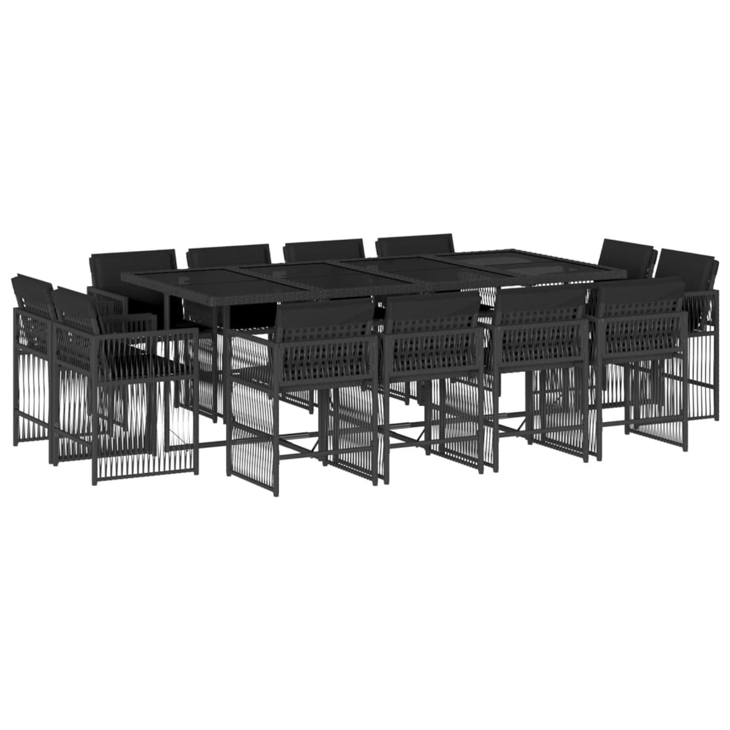 vidaXL 13-tlg Garten-Essgruppe mit Kissen Schwarz Poly Rattan Modell 49 vidaXL 13-tlg Garten-Essgruppe mit Kissen Schwarz Poly Rattan Modell 49 von VIDAXL