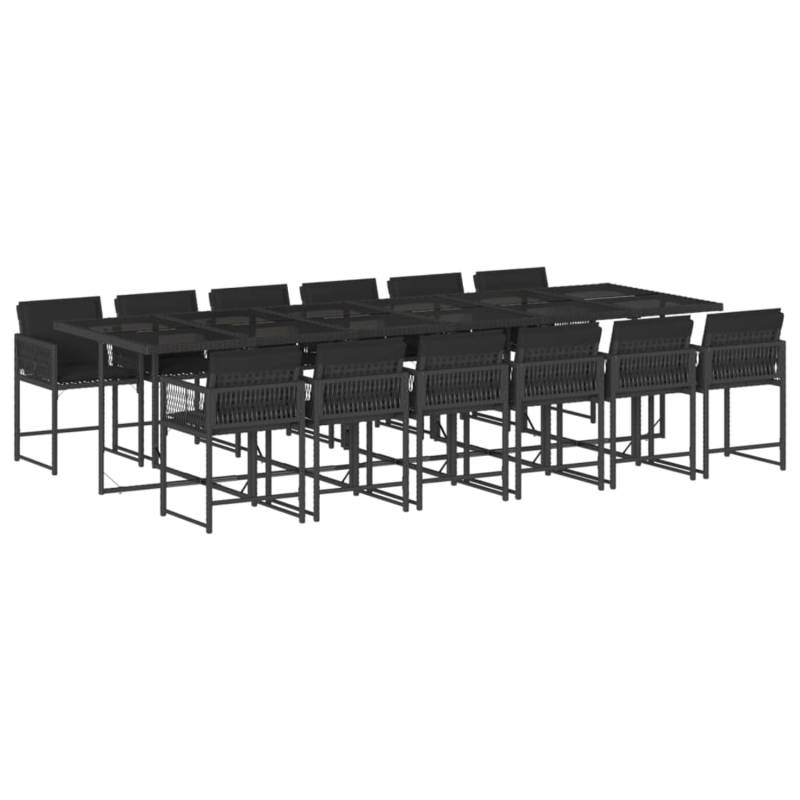 vidaXL 13-tlg Garten-Essgruppe mit Kissen Schwarz Poly Rattan Modell 8 von VIDAXL