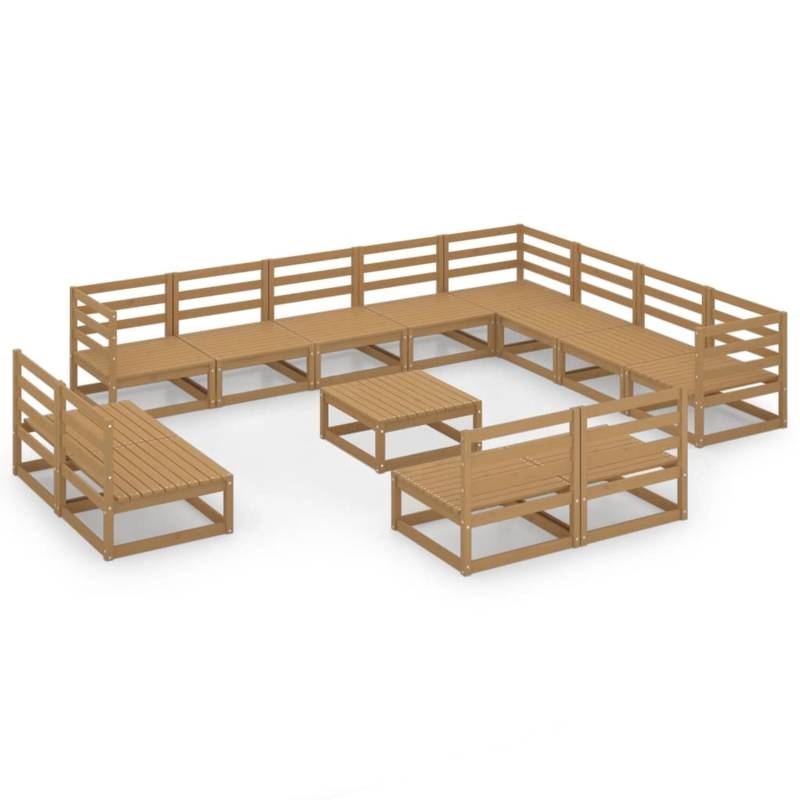 vidaXL 13-tlg Garten-Lounge-Set Honigbraun Massivholz Kiefer Modell 3 von VIDAXL