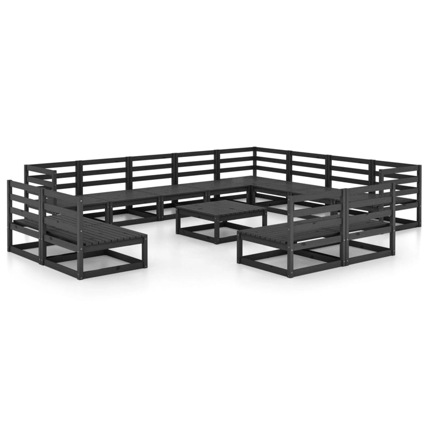 vidaXL 13-tlg Garten-Lounge-Set Schwarz Massivholz Kiefer Modell 2 vidaXL 13-tlg Garten-Lounge-Set Schwarz Massivholz Kiefer Modell 2 von VIDAXL