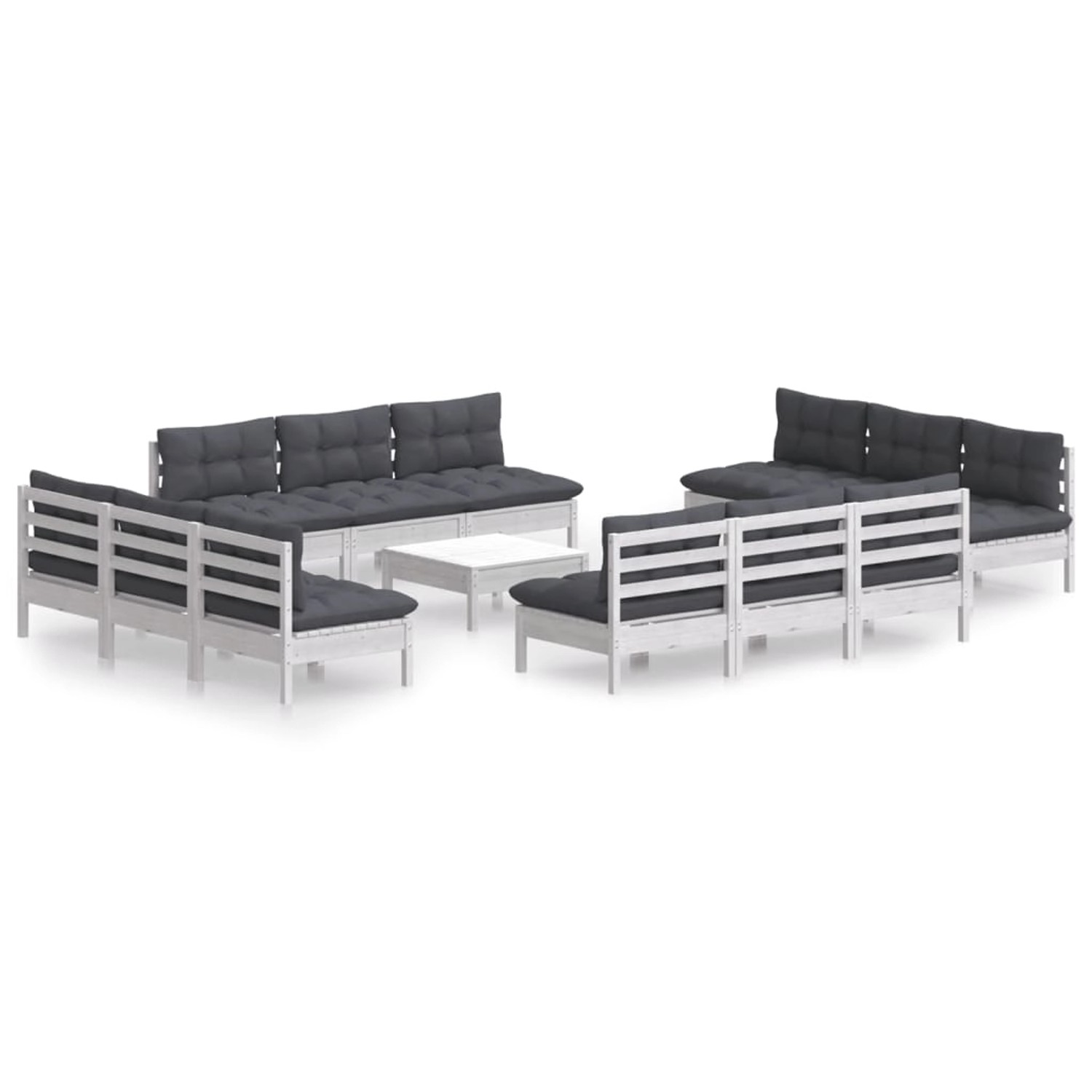 vidaXL 13-tlg Garten-Lounge-Set mit Anthrazit Kissen Kiefernholz Modell 1 von VIDAXL