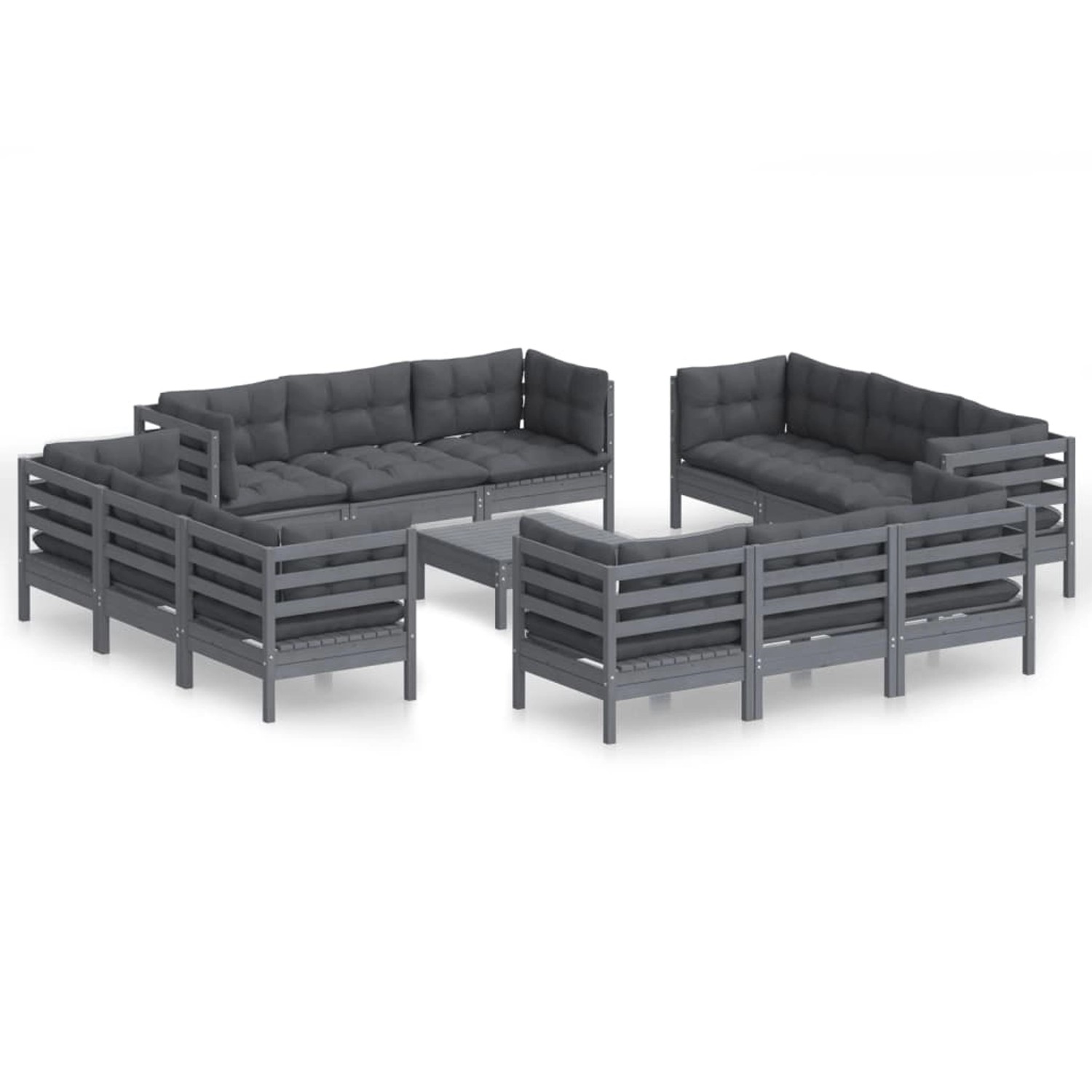 vidaXL 13-tlg Garten-Lounge-Set mit Anthrazit Kissen Kiefernholz Modell 5 vidaXL 13-tlg Garten-Lounge-Set mit Anthrazit Kissen Kiefernholz Modell 5 von VIDAXL