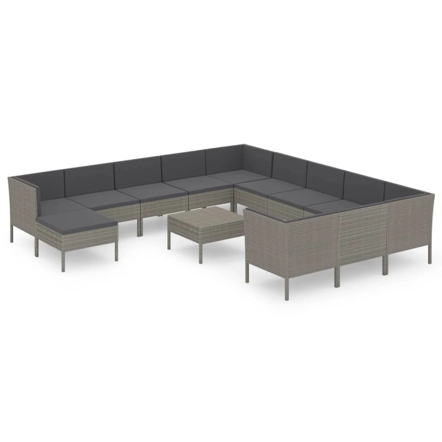vidaXL 13-tlg Garten-Lounge-Set mit Auflagen Poly Rattan Grau vidaXL 13-tlg Garten-Lounge-Set mit Auflagen Poly Rattan Grau von VIDAXL