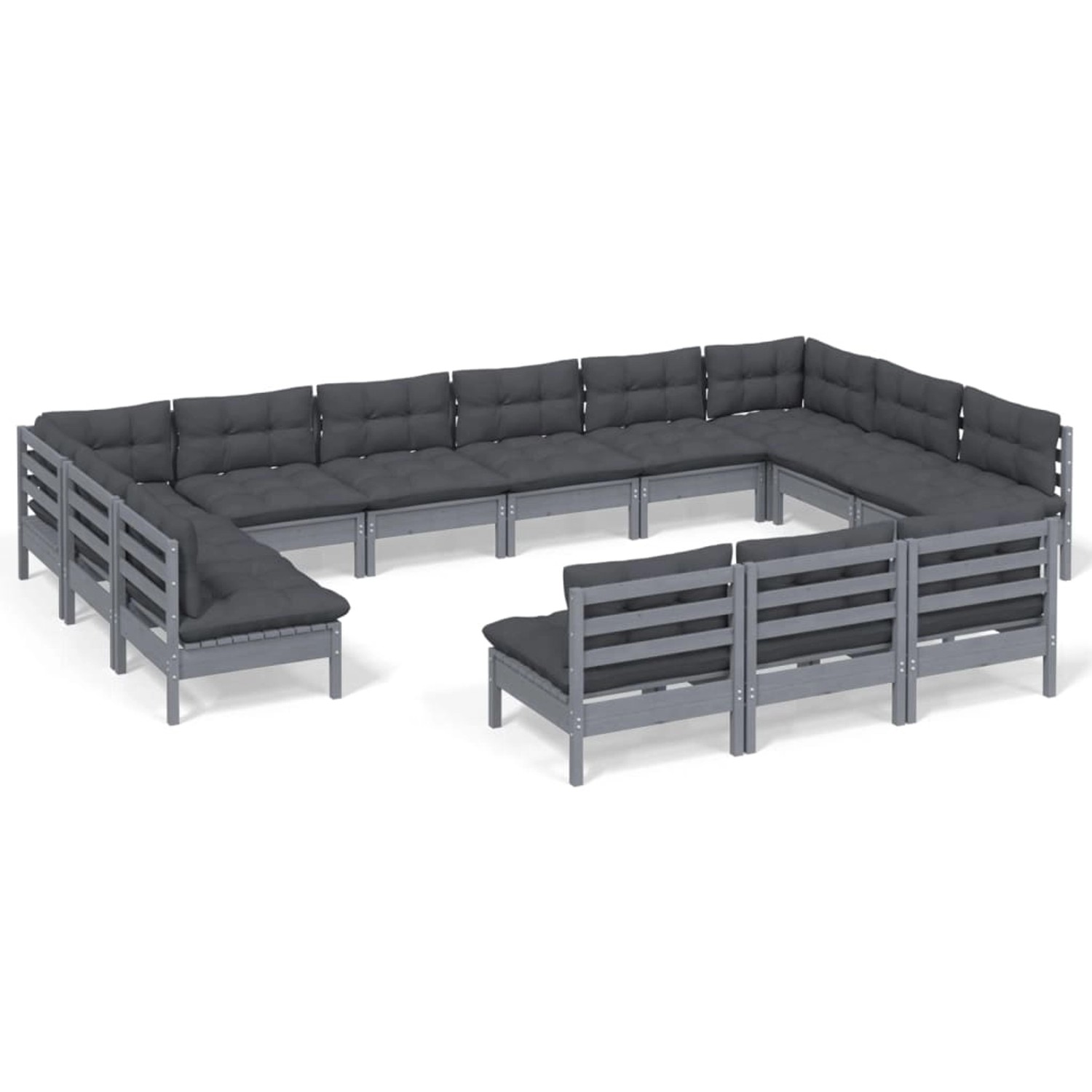 vidaXL 13-tlg Garten-Lounge-Set mit Kissen Grau Kiefer Massivholz Modell 11 vidaXL 13-tlg Garten-Lounge-Set mit Kissen Grau Kiefer Massivholz Modell 11 von VIDAXL
