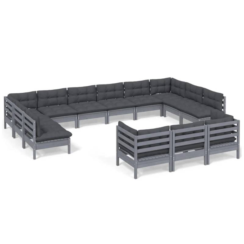 vidaXL 13-tlg Garten-Lounge-Set mit Kissen Grau Kiefernholz Modell 3 von VIDAXL
