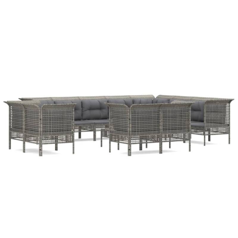 vidaXL 13-tlg Garten-Lounge-Set mit Kissen Grau Poly Rattan Modell 29 von VIDAXL