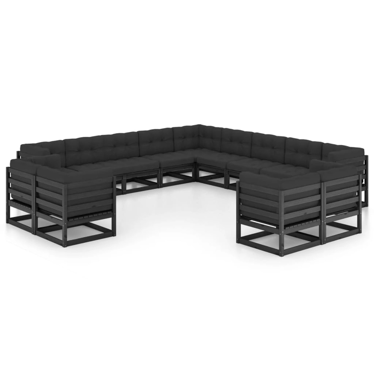 vidaXL 13-tlg Garten-Lounge-Set mit Kissen Schwarz Massivholz Kiefer Modell 2 vidaXL 13-tlg Garten-Lounge-Set mit Kissen Schwarz Massivholz Kiefer Modell 2 von VIDAXL