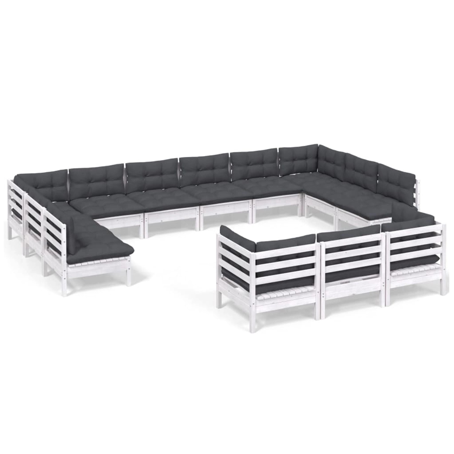 vidaXL 13-tlg Garten-Lounge-Set mit Kissen Weiß Kiefernholz Modell 3 vidaXL 13-tlg Garten-Lounge-Set mit Kissen Weiß Kiefernholz Modell 3 von VIDAXL