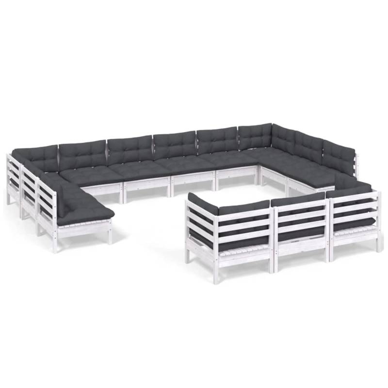 vidaXL 13-tlg Garten-Lounge-Set mit Kissen Weiß Kiefernholz Modell 3 von VIDAXL