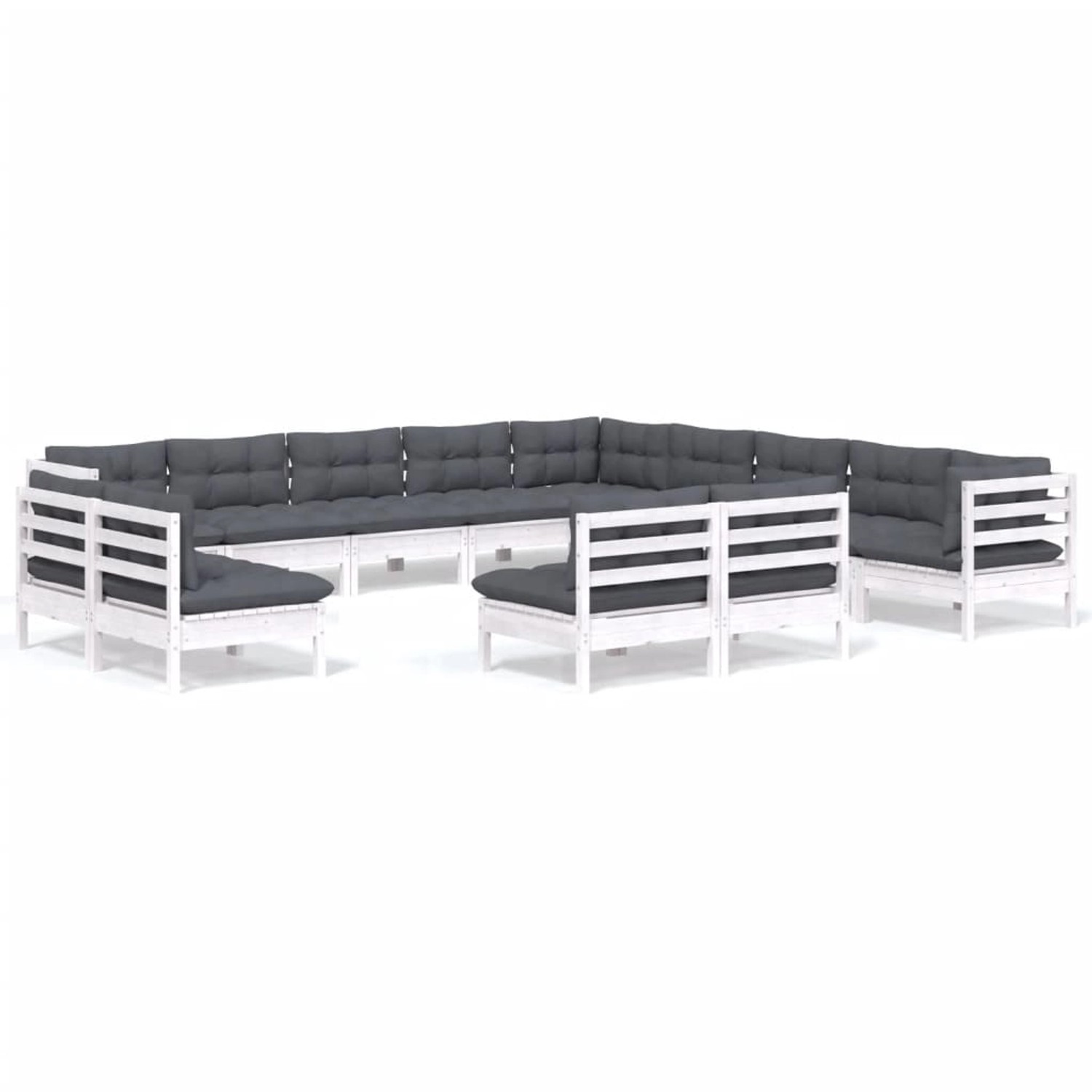 vidaXL 13-tlg Garten-Lounge-Set mit Kissen Weiß Massivholz Kiefer Modell 2 vidaXL 13-tlg Garten-Lounge-Set mit Kissen Weiß Massivholz Kiefer Modell 2 von VIDAXL