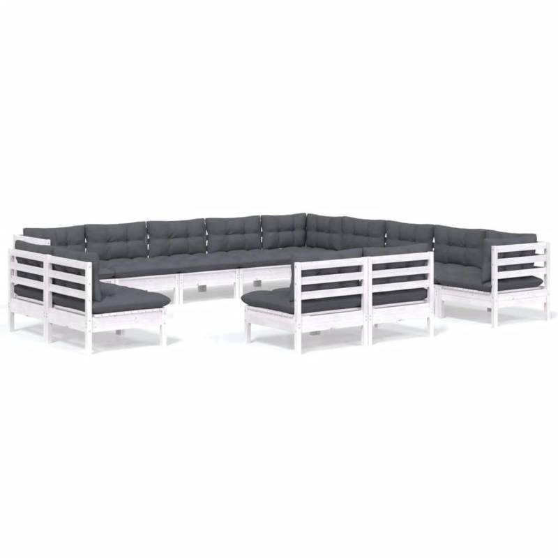 vidaXL 13-tlg Garten-Lounge-Set mit Kissen Weiß Massivholz Kiefer Modell 2 vidaXL 13-tlg Garten-Lounge-Set mit Kissen Weiß Massivholz Kiefer Modell 2 von VIDAXL