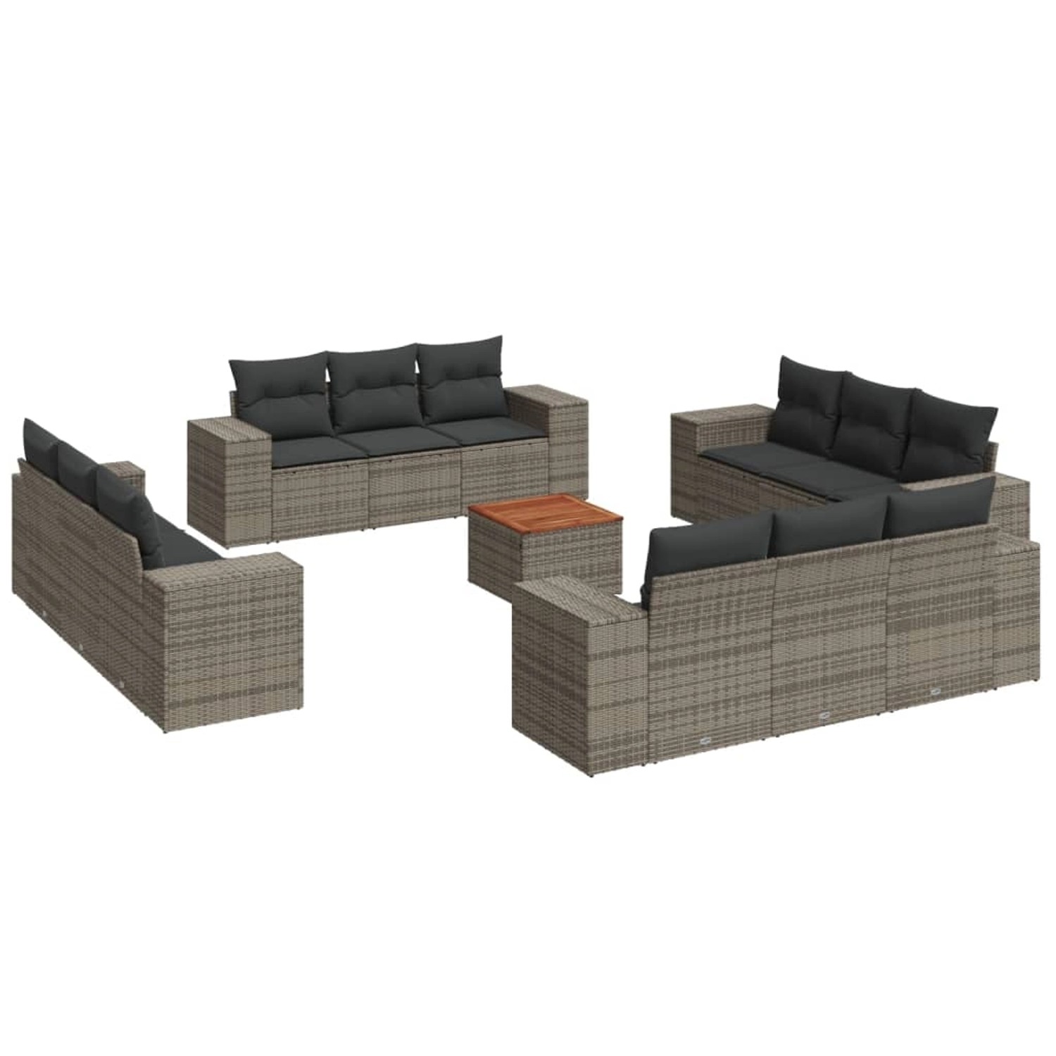 vidaXL 13-tlg Garten-Sofagarnitur mit Kissen Grau Poly Rattan Modell 10 vidaXL 13-tlg Garten-Sofagarnitur mit Kissen Grau Poly Rattan Modell 10 von VIDAXL