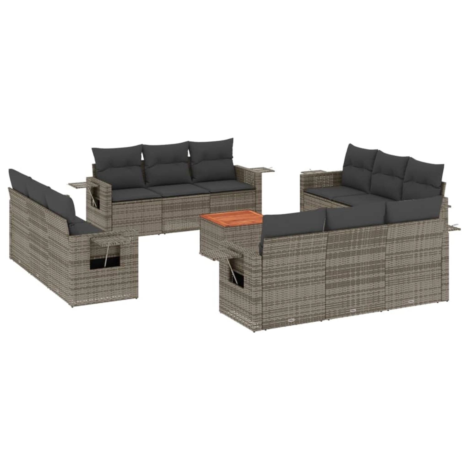 vidaXL 13-tlg Garten-Sofagarnitur mit Kissen Grau Poly Rattan Modell 43 vidaXL 13-tlg Garten-Sofagarnitur mit Kissen Grau Poly Rattan Modell 43 von VIDAXL
