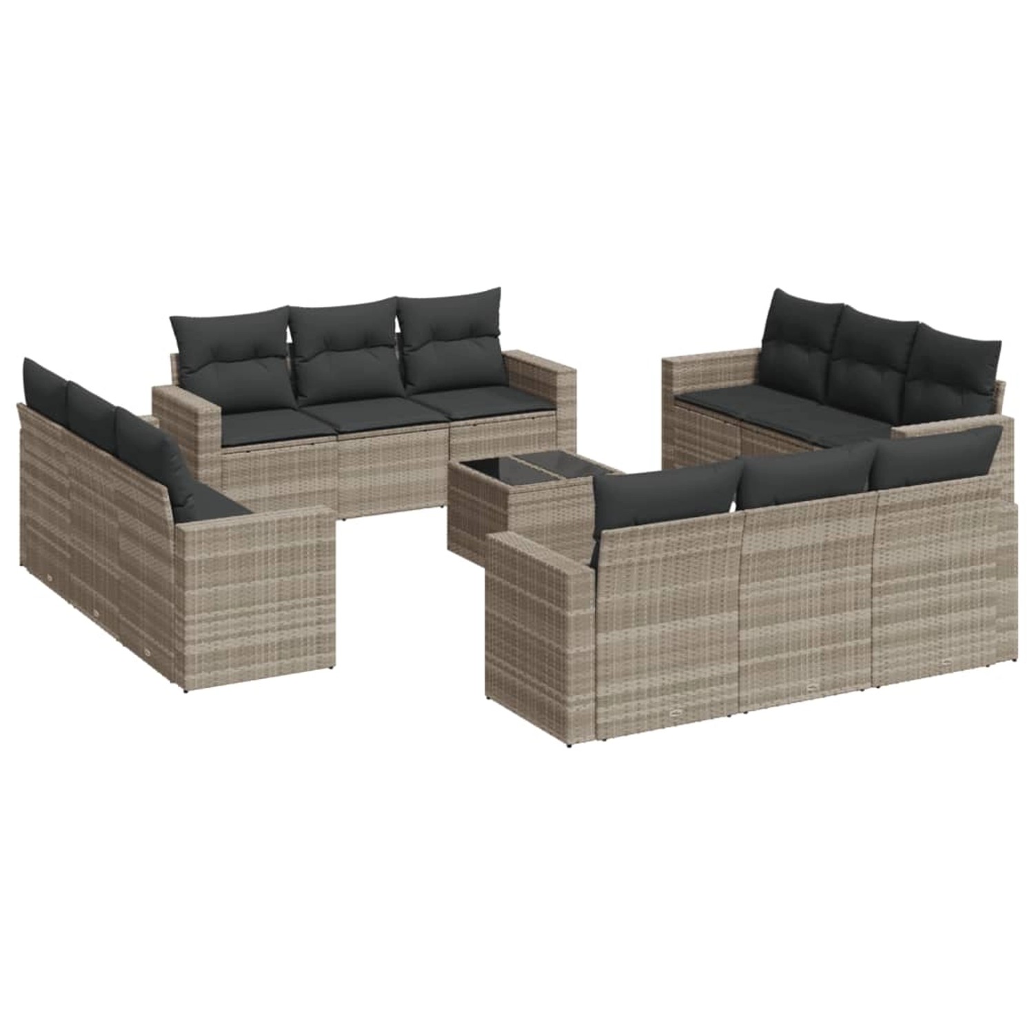 vidaXL 13-tlg Garten-Sofagarnitur mit Kissen Hellgrau Poly Rattan vidaXL 13-tlg Garten-Sofagarnitur mit Kissen Hellgrau Poly Rattan von VIDAXL