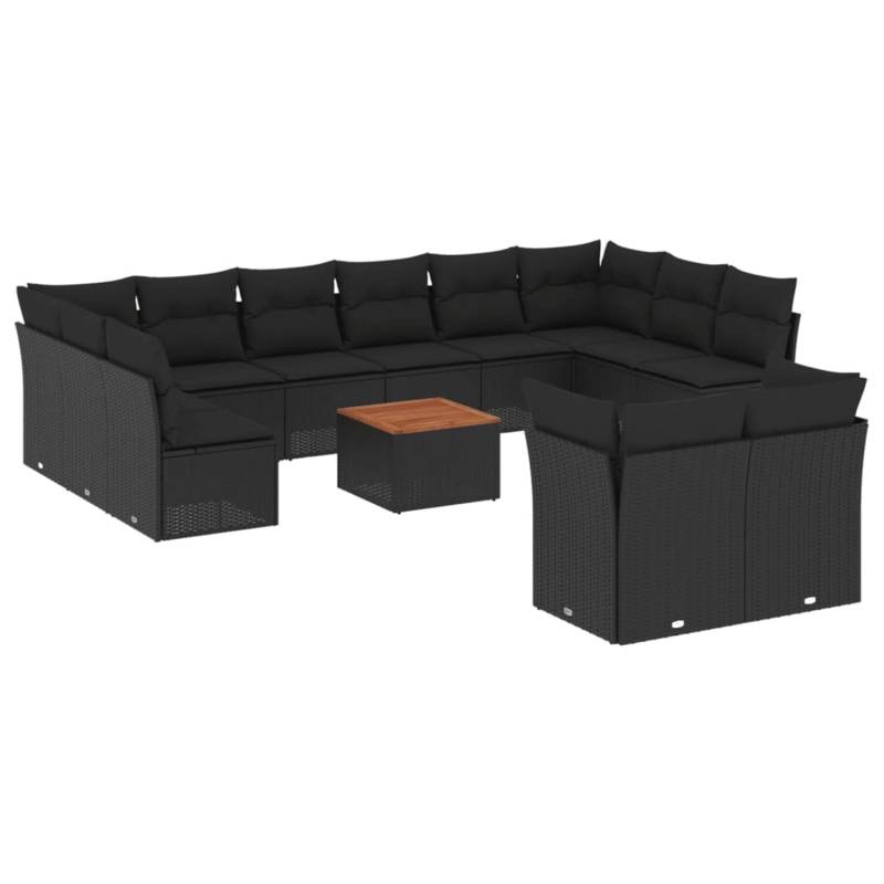 vidaXL 13-tlg Garten-Sofagarnitur mit Kissen Schwarz Poly Rattan Modell 47 von VIDAXL