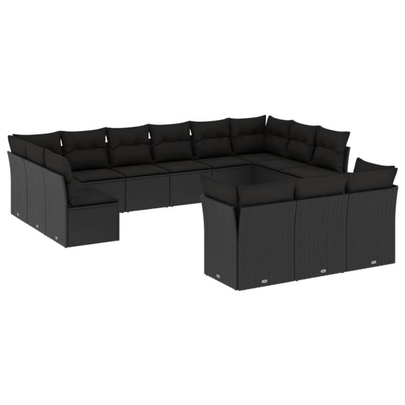 vidaXL 13-tlg Garten-Sofagarnitur mit Kissen Schwarz Poly Rattan Modell 6 von VIDAXL