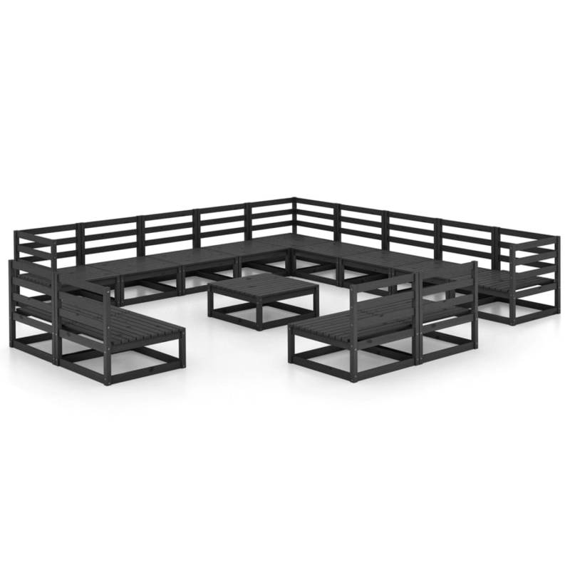 vidaXL 14-tlg Garten-Lounge-Set Schwarz Massivholz Kiefer Modell 1 von VIDAXL