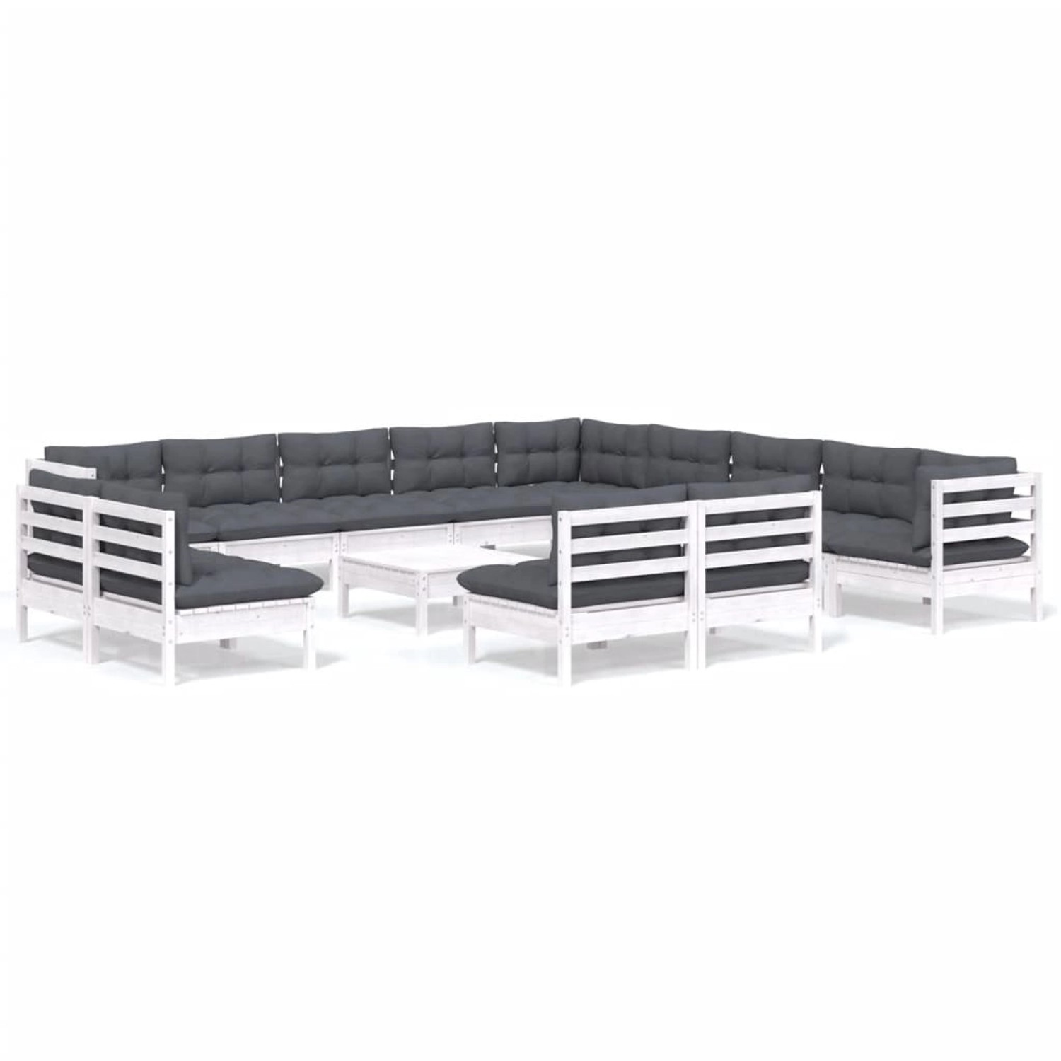 vidaXL 14-tlg Garten-Lounge-Set mit Kissen Weiß Massivholz Kiefer Modell 1 vidaXL 14-tlg Garten-Lounge-Set mit Kissen Weiß Massivholz Kiefer Modell 1 von VIDAXL