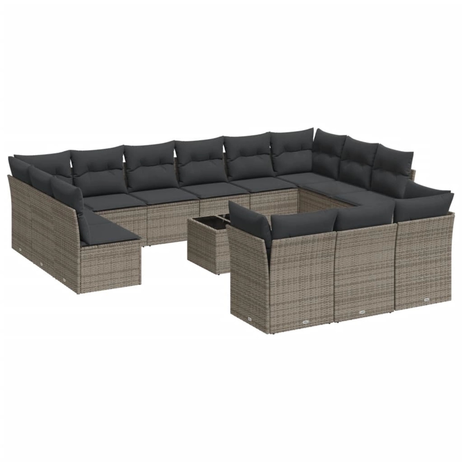 vidaXL 14-tlg Garten-Sofagarnitur mit Kissen Grau Poly Rattan Modell 9 vidaXL 14-tlg Garten-Sofagarnitur mit Kissen Grau Poly Rattan Modell 9 von VIDAXL