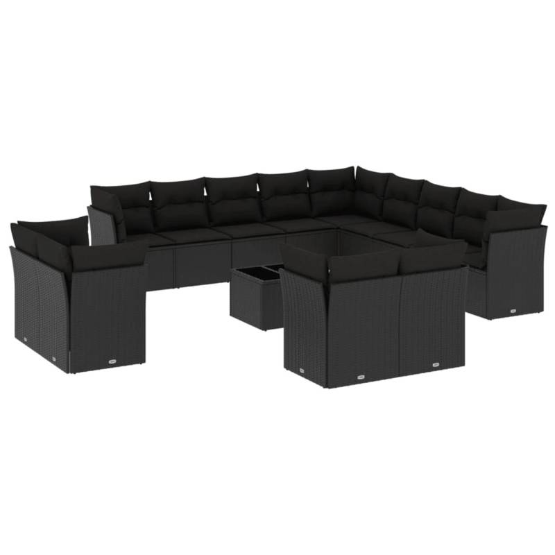 vidaXL 14-tlg Garten-Sofagarnitur mit Kissen Schwarz Poly Rattan Modell 8 von VIDAXL