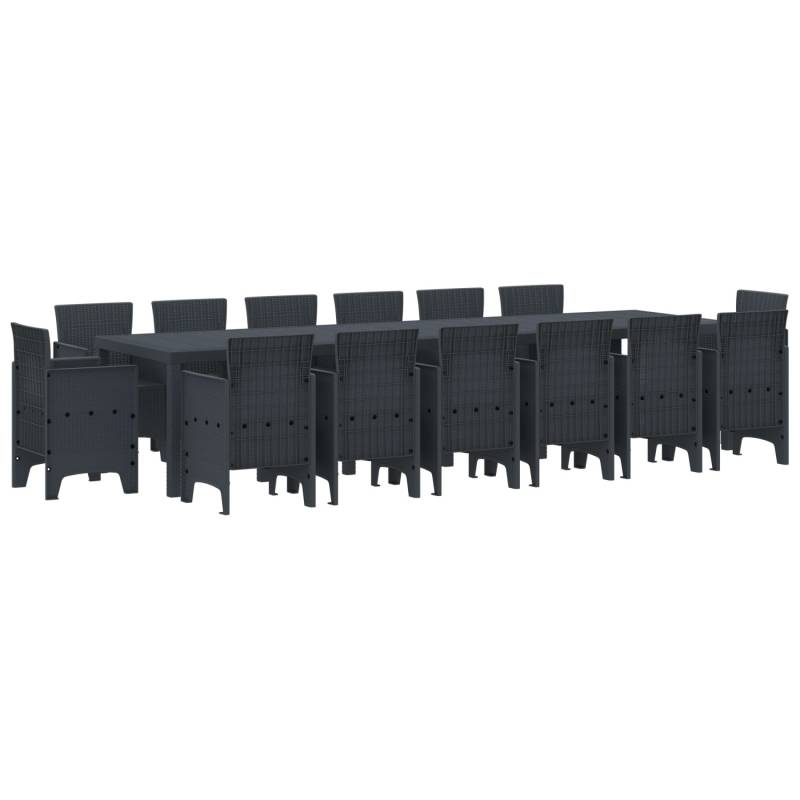 vidaXL 15-Teiliges Garten-Dining-Set Anthrazit Poly-Rattan 3378632 von VIDAXL