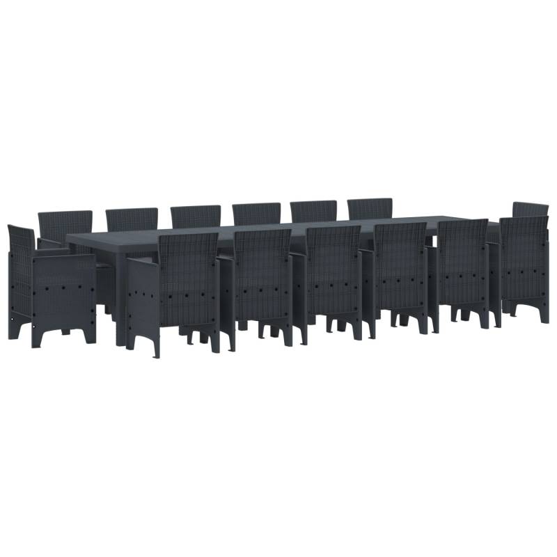 vidaXL 15-Teiliges Garten-Essgruppen-Set mit Kissen Anthrazit Poly-Rattan 3378635 von VIDAXL