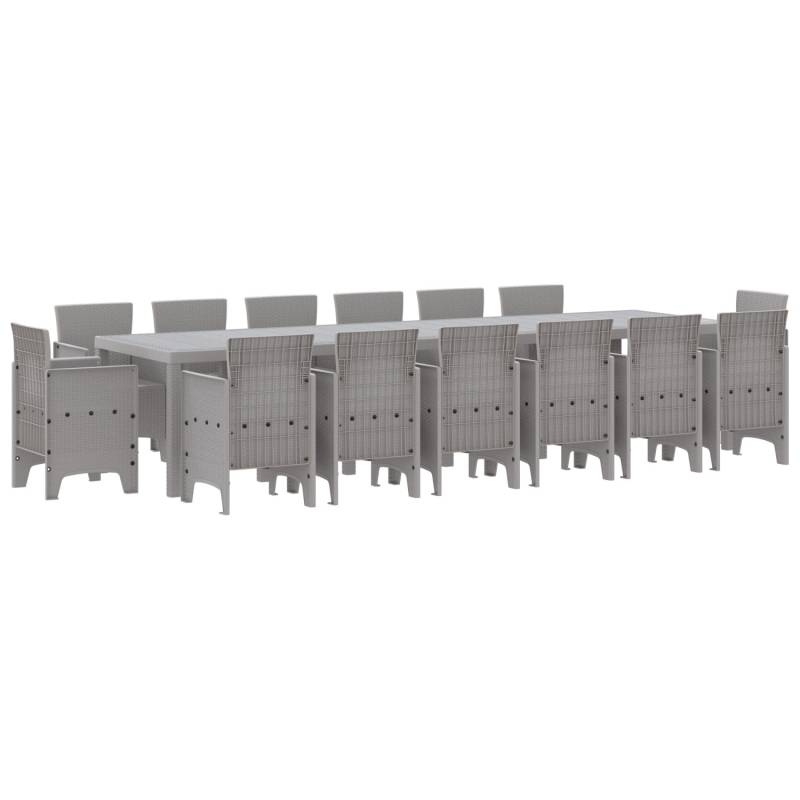 vidaXL 15-Teiliges Garten-Esstischset Hellgrau Poly-Rattan 3378647 von VIDAXL