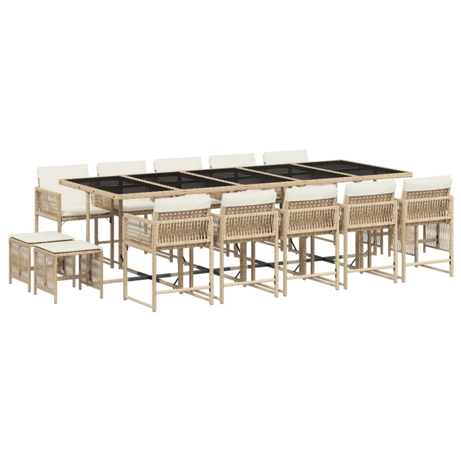 vidaXL 15-tlg Garten-Essgruppe mit Kissen Beige Poly Rattan Modell 16 vidaXL 15-tlg Garten-Essgruppe mit Kissen Beige Poly Rattan Modell 16 von VIDAXL