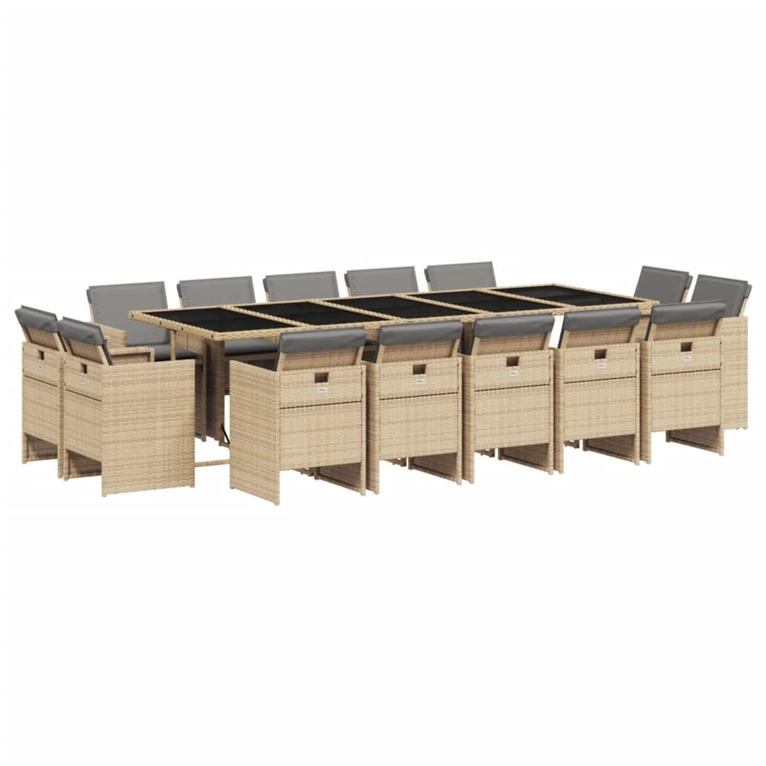 vidaXL 15-tlg Garten-Essgruppe mit Kissen Beigemischung Poly Rattan Modell 2 von VIDAXL