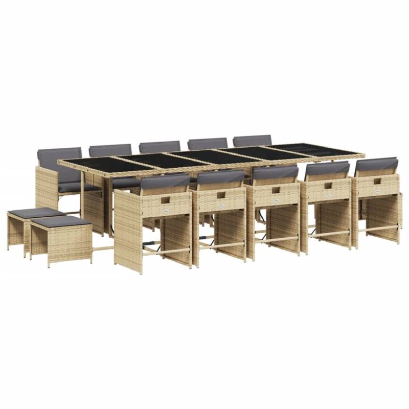 vidaXL 15-tlg Garten-Essgruppe mit Kissen Beigemischung Poly Rattan Modell 6 von VIDAXL