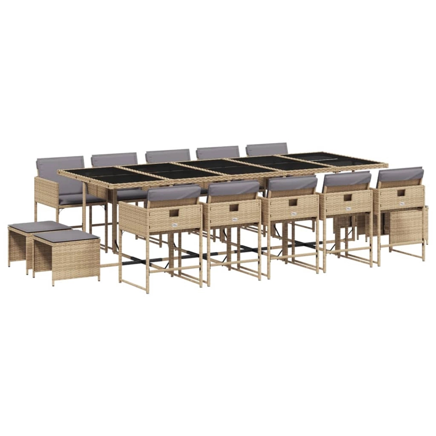 vidaXL 15-tlg Garten-Essgruppe mit Kissen Beigemischung Poly Rattan Modell 8 von VIDAXL