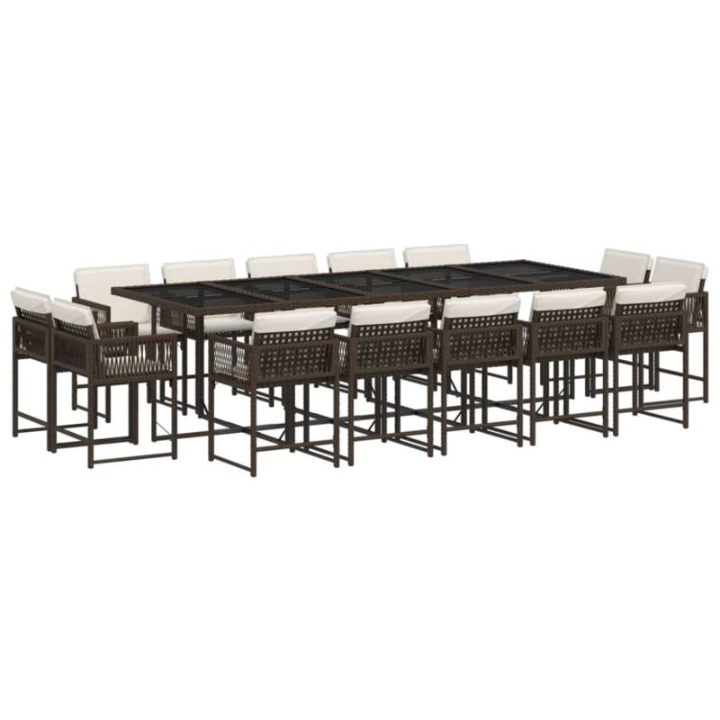 vidaXL 15-tlg Garten-Essgruppe mit Kissen Braun Poly Rattan Modell 10 von VIDAXL