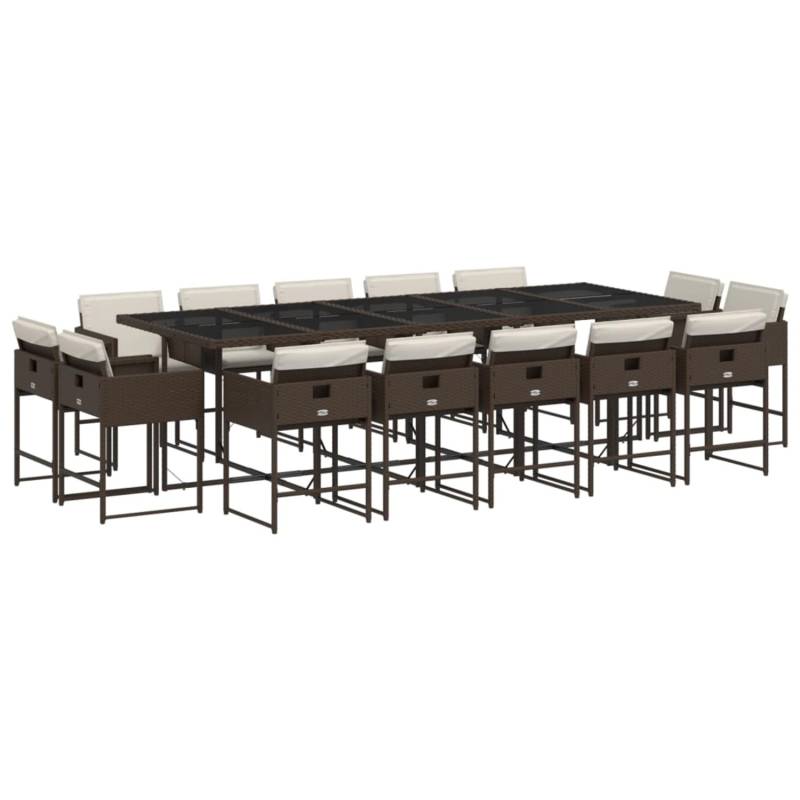 vidaXL 15-tlg Garten-Essgruppe mit Kissen Braun Poly Rattan Modell 2 von VIDAXL