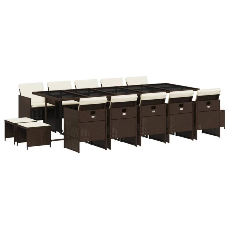 vidaXL 15-tlg Garten-Essgruppe mit Kissen Braun Poly Rattan Modell 4 von VIDAXL