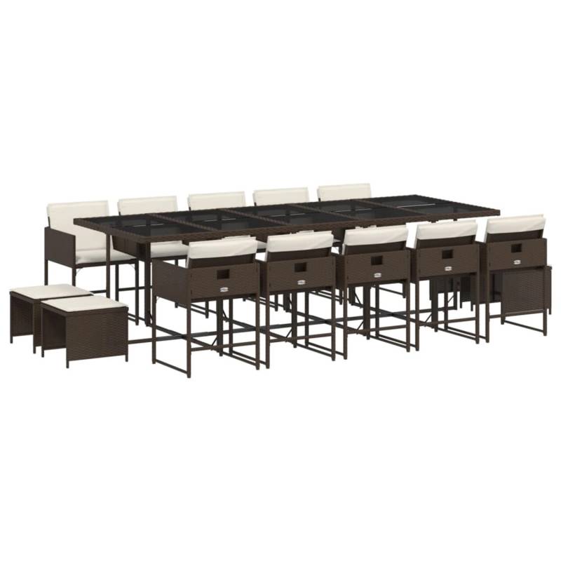 vidaXL 15-tlg Garten-Essgruppe mit Kissen Braun Poly Rattan Modell 5 von VIDAXL