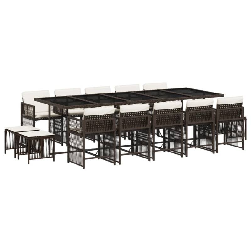vidaXL 15-tlg Garten-Essgruppe mit Kissen Braun Poly Rattan Modell 8 von VIDAXL