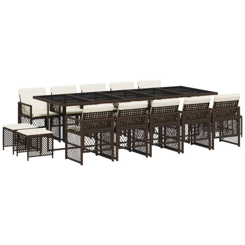 vidaXL 15-tlg Garten-Essgruppe mit Kissen Braun Poly Rattan Modell 9 von VIDAXL