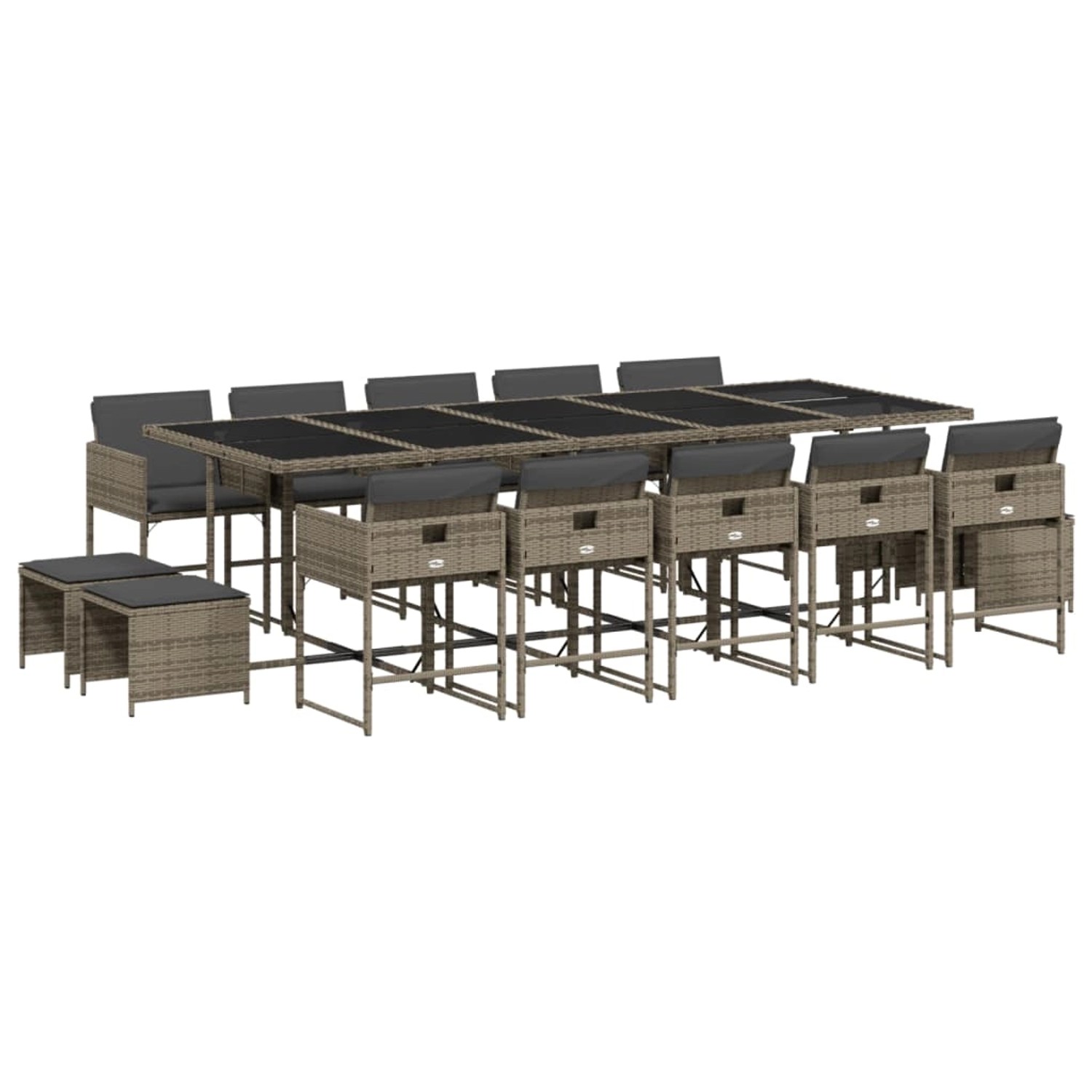 vidaXL 15-tlg Garten-Essgruppe mit Kissen Grau Poly Rattan Modell 11 vidaXL 15-tlg Garten-Essgruppe mit Kissen Grau Poly Rattan Modell 11 von VIDAXL
