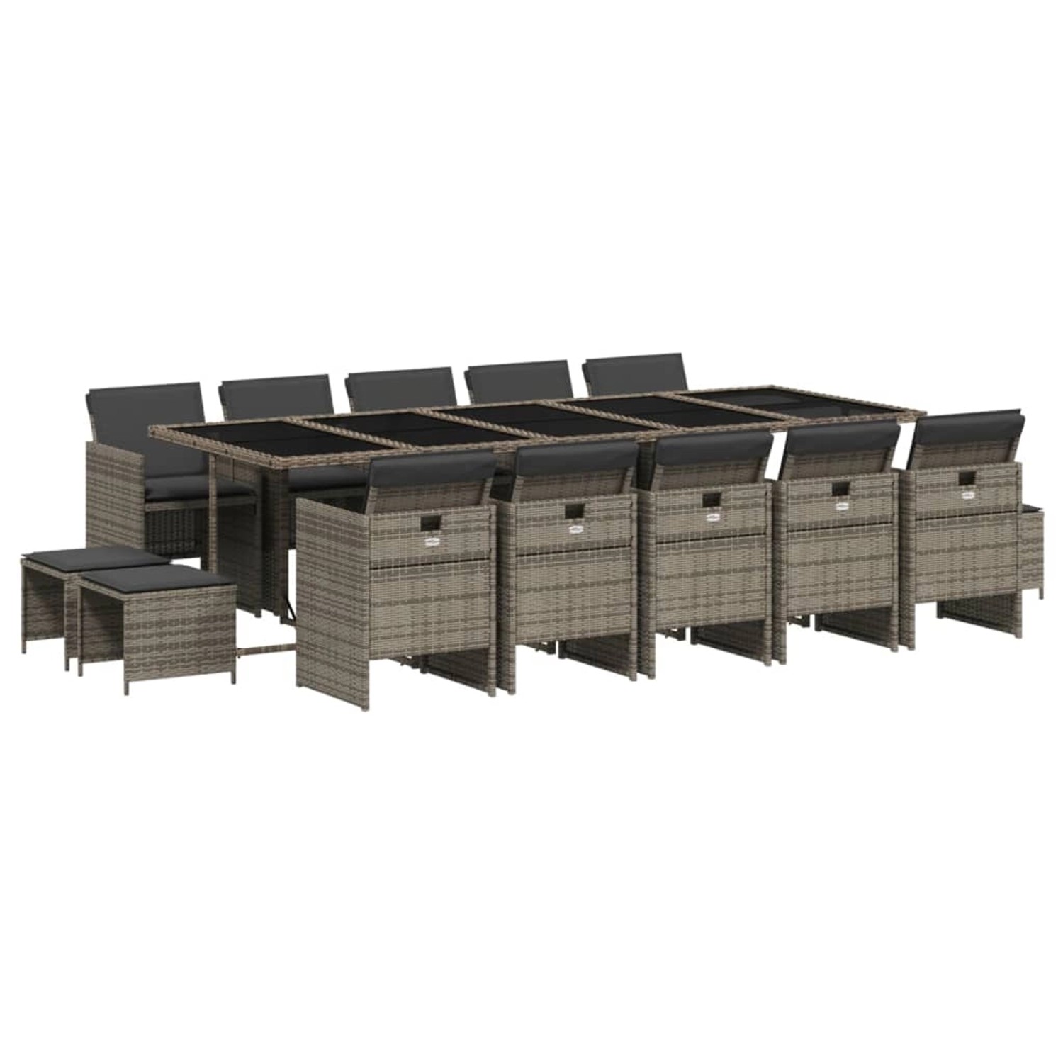 vidaXL 15-tlg Garten-Essgruppe mit Kissen Grau Poly Rattan Modell 18 vidaXL 15-tlg Garten-Essgruppe mit Kissen Grau Poly Rattan Modell 18 von VIDAXL