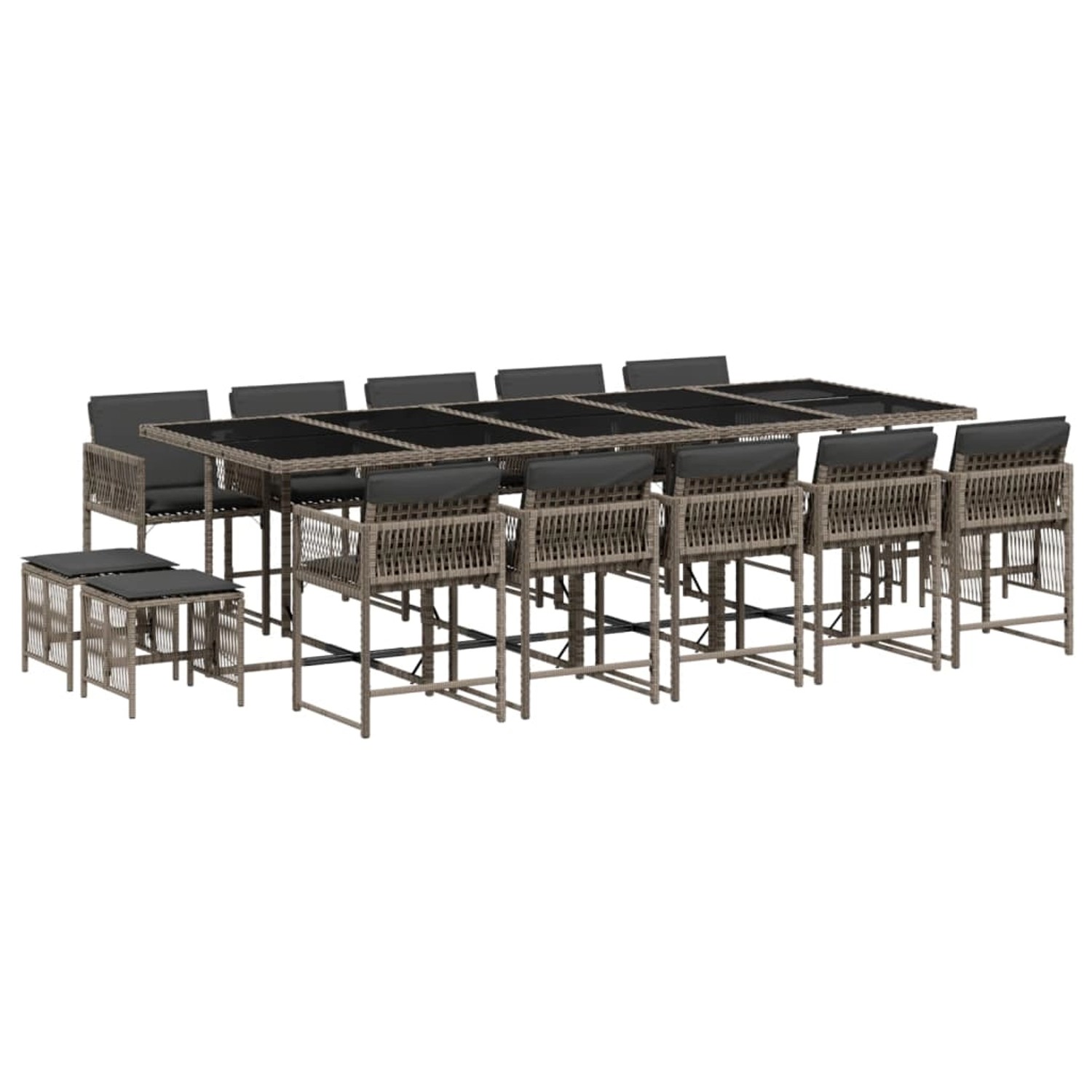 vidaXL 15-tlg Garten-Essgruppe mit Kissen Grau Poly Rattan Modell 20 vidaXL 15-tlg Garten-Essgruppe mit Kissen Grau Poly Rattan Modell 20 von VIDAXL